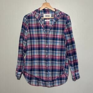 Women's Size 1 (XS) Grayson The Hero Button Up Pink & Blue Plaid 100% Cotton